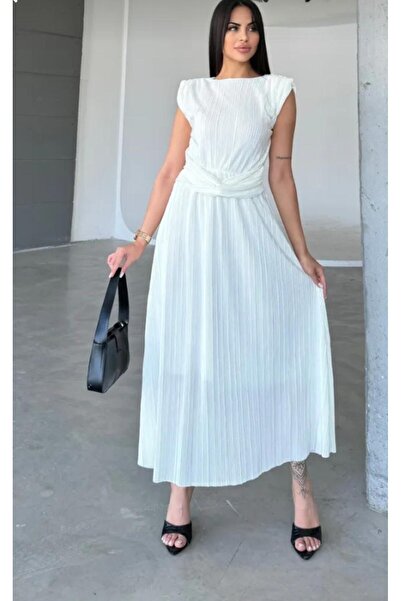 mor butik Stone Padded Crinkle Dress fly77