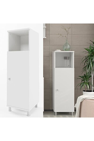 Egecan Mobilya Tek Kapaklı 3 Raflı Çok Amaçlı Banyo Dolabı Mutfak Dolabı Havlu Dolabı Erzak Dolabı