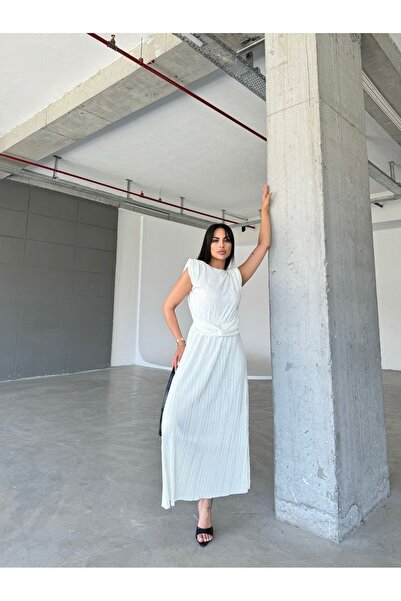 mor butik Stone Padded Crinkle Dress fly77