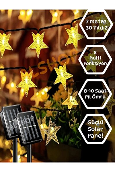 ALSHOP Su Geçirmez Yıldız Solar Güneş Enerjili 8 Fonksiyonlu Günışığı 7 Metre...