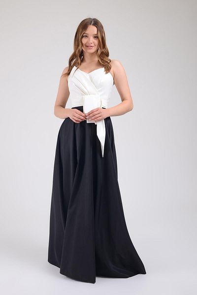 SpringStore Rochie de seara neagra fara bretele - cu fundita la talie