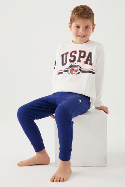 U.S. Polo Assn. Λευκό μακρυμάνικο κοστούμι πιτζάμες για αγόρι