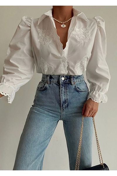 Ekim Store Vintage White Scallop Shirt