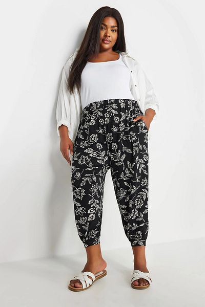 Stil Diva Large Size Pocketed Jogger Trousers - Elastic Waist Detail on the Leg145095