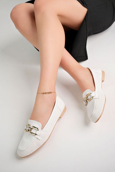 Freemax Freemax.051 White - Pantofi de balerin țesut confortabil de vară pentru femei