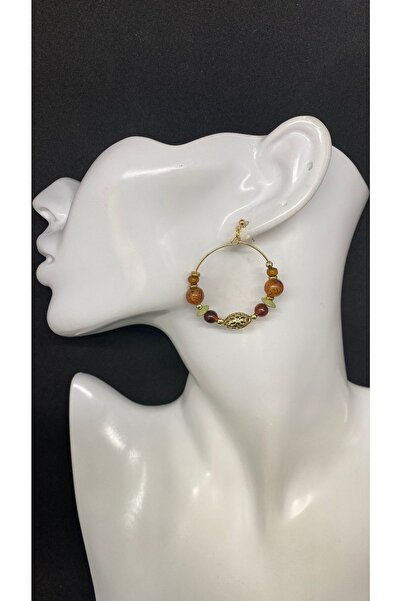 Porsuk Alternatif Handmade Brass Apparatus Glass Bead Women's Earrings