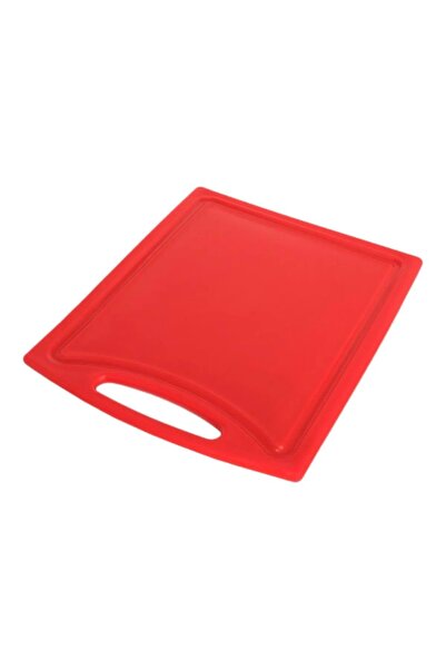 Jenisa Polietilen Kesme Tahtası 32,5 x 26,5 x 1 CM Oluklu Tutacaklı - KIRMIZI