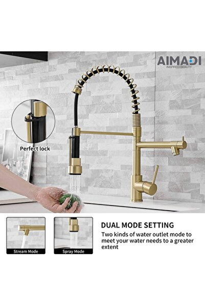 OEM صنبور حوض المطبخ بتصميم جديد بلون ذهبي غير لامع