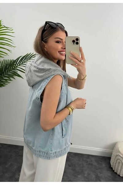 Ekim Store Jachetă din denim cu glugă