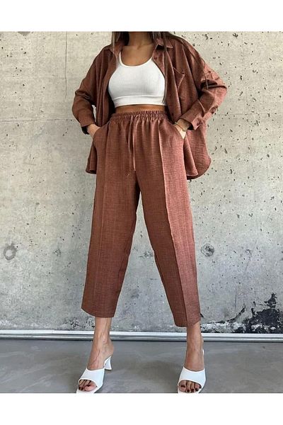 Ekim Store Σετ λινό πουκάμισο και παντελόνι