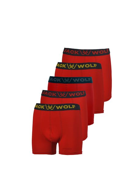 jack wolf Red Box of 5 - Cotton and Lycra Men's Boxers