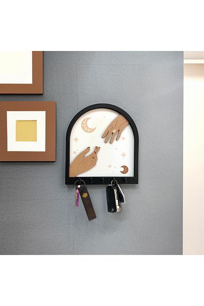 CajuArt Love Craving Theme - Layered Hanging Wall Keychain, Interlocking Hands