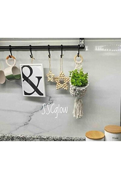 SSCglow 3'lü Dekoratif Ahşap Boncuklu Yıldız Set 5 Köşeli, Kapı Duvar Mutfak Bebek Odası Süsü