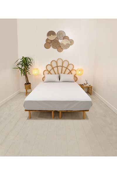 Koza Home طقم ملاءات مرنة من سيمينا قطن فضي 9528a