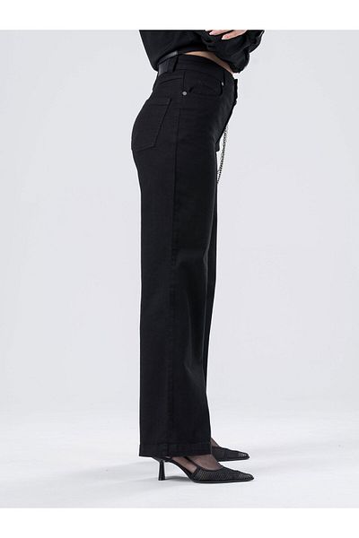 focsel High Waist Black Women's Jeans - Regular Fit Jeans
