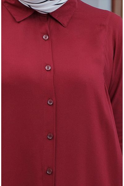sefamerve Claret Red Raglan Sleeve Tunic - 6433-04