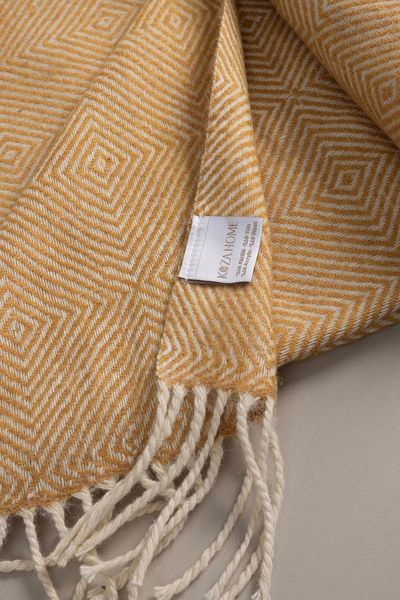 Koza Home Suez Mustard White Colored Wool TV Blanket 91250