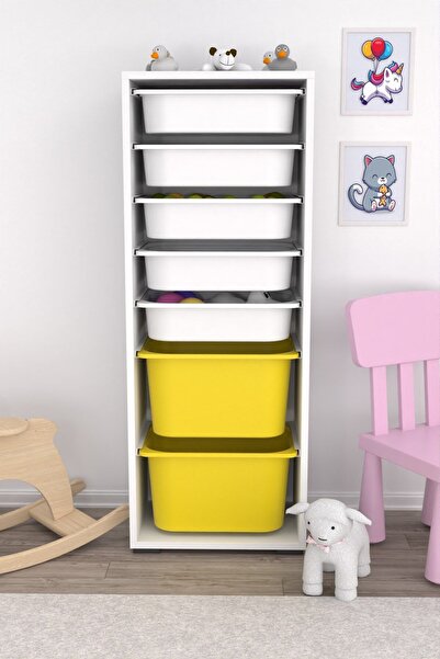 Pratico Zola 7 Sepetli Dolap Oyuncak Dolabı Çok Amaçlı Mutfak Banyo Kiler Dol...