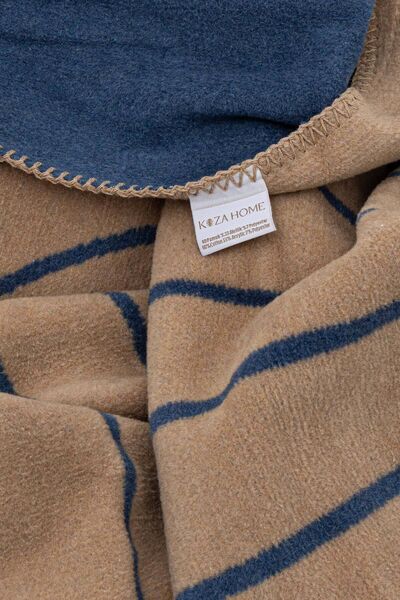 Koza Home Twin Battaniye Soft Pamuklu Çift Kişilik Battaniye Kahve Mavi 200 x 220 5029A