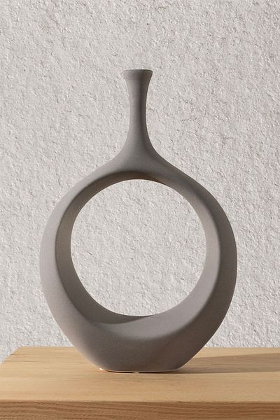 Koza Home Gray Ceramic Vase - Special Stone Texture, 10X23X35Cm, Galante 6270