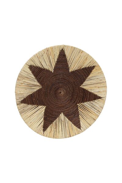 Koza Home Meander Bambu Afrikan El Yapımı Yıldız Duvar Tabağı Dekoru 40cm 8910