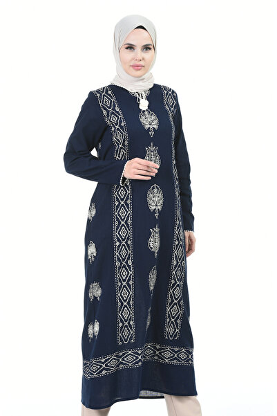 sefamerve Şile Bezi Uzun Tunik 0062-03 Lacivert