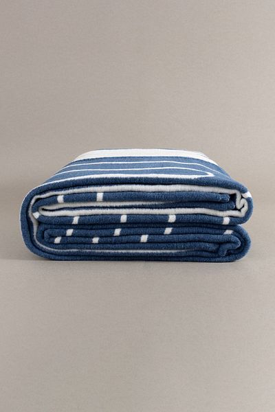 Koza Home Twin Blanket Soft Cotton Double Blanket Blue Cream 200 X 220 5027a