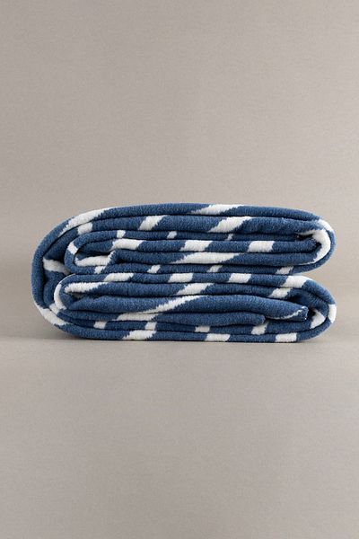 Koza Home Twin Blanket Soft Cotton Double Blanket Blue Cream 200 x 220 5035A