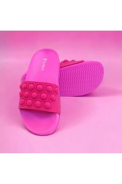 FURIA SHOES POPIT GIRL'S SLIPPERS/ BEACH/SEA SLIPPERS Soft Eva Slippers with POPIT Toy Tapes