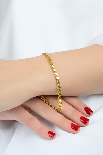 kuyumcu nurettin 4.60 gr (GRAM) Pullu Halep Orta Kalın Bileklik Künye 3.5 Mm 22 Ayar Altın 18 Cm