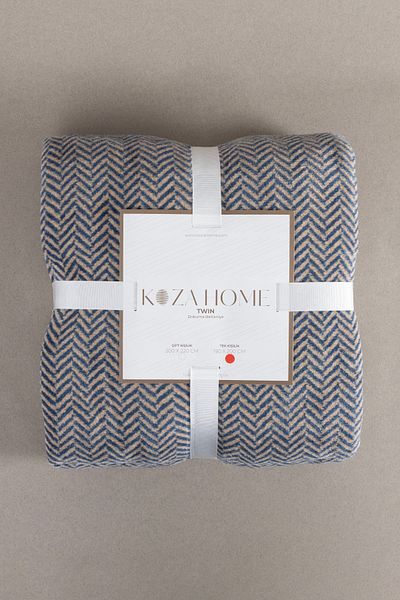 Koza Home Twin Blanket Soft Cotton Single Blanket Brown Blue 150 X 200 5017a