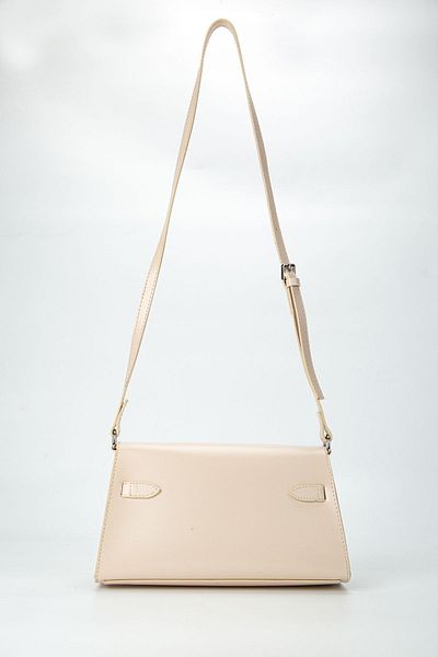 minebag Women's Crossbody Bag - Faux Leather, Vojta Lock Detail, Cream