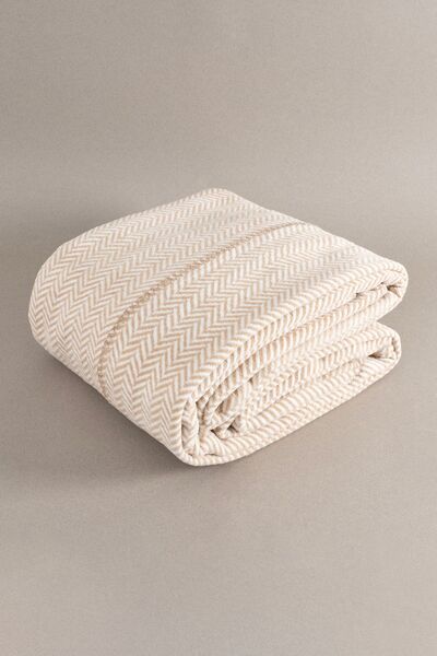 Koza Home Twin Battaniye Soft Pamuklu Çift Kişilik Battaniye Kahve Krem 200 X 220 5020a