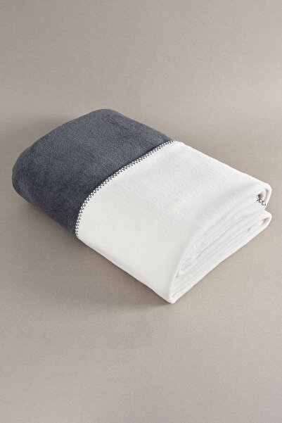 Koza Home Twin Blanket Soft Cotton Double Blanket Anthracite Cream 200 x 220 5022A