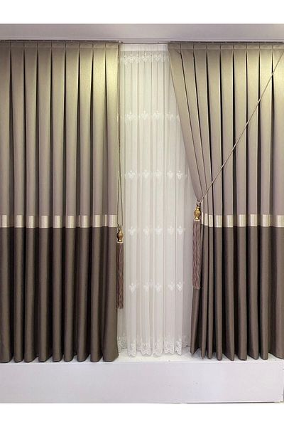 Fon Dünyası Panel Background Curtain Cappucino Ecru (Single Wing)