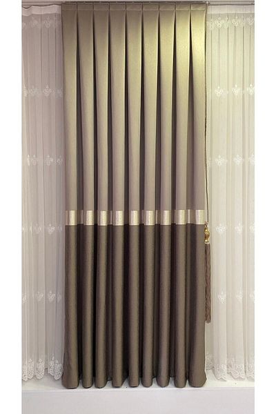 Fon Dünyası Panel Background Curtain Cappucino Ecru (Single Wing)