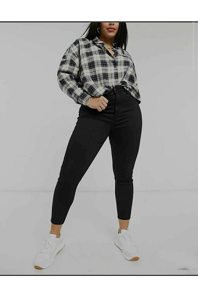 Lixera Large Size Black Lycra Oversize Jeans (Recovery)