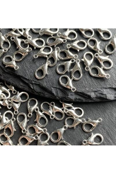 ella'nın çarşısı 50 قطعة قفل ببغاء معدني بلون النيكل 12x6 ملم كمثرى - مشبك جر...