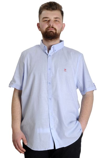 ModeXL Cămașă de in Lycra pentru bărbați - Marime Plus, Albastru deschis, Mod XL 20393