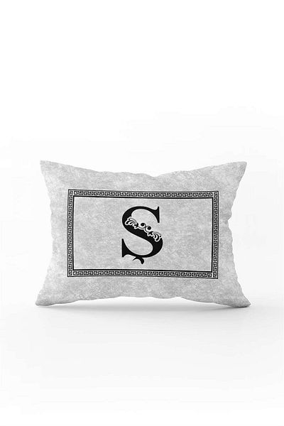 Cango Home Double Sided Gray and Black Digital Printed Throw Pillow Cover - Letter Sh