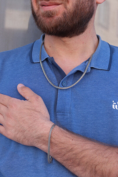 Midyat Nurtaş Gümüş Yılan Derisi 925 Ayar Gümüş Kolye ve Bileklik kombini 201023124