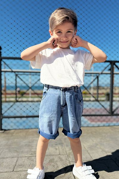 Pollito Boy - Blue Denim Shorts with Elastic Inside