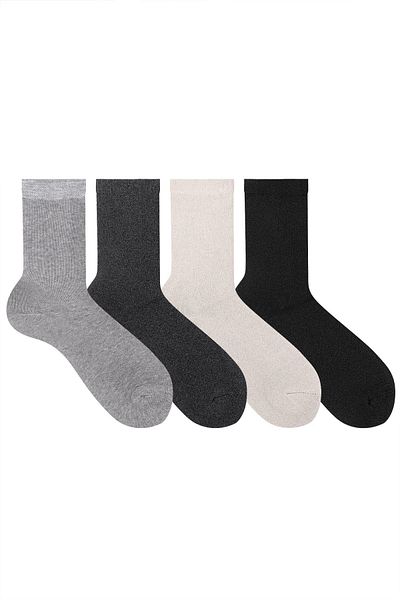 Ozzy Socks 4 чифта дамски хавлиени чорапи, зимни, издръжливи, тъмни цветове, за пета и пръсти