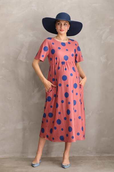 Miss Dünya Lissa فستان حمل من القماش المنسوج المطبوع - رقبة دائرية طويلة وأكم...