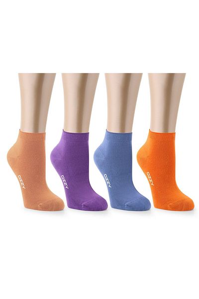 Ozzy Socks 4 чифта бамбукови дамски безшевни чорапи до глезена 4 сезона Издръжливи пети и пръсти в светли цветове