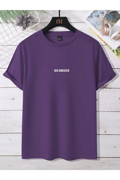 Revasser LOS ANGELES Printed - Πολύχρωμο υπερμεγέθη βαμβακερό μπλουζάκι με λαιμόκοψη Unisex