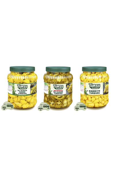 TURŞU DURAĞI ÜÇ BURUN BİBER 1 KG - JALAPENO BİBER 1 KG - BİBERİYE TURŞUSU 1 KG