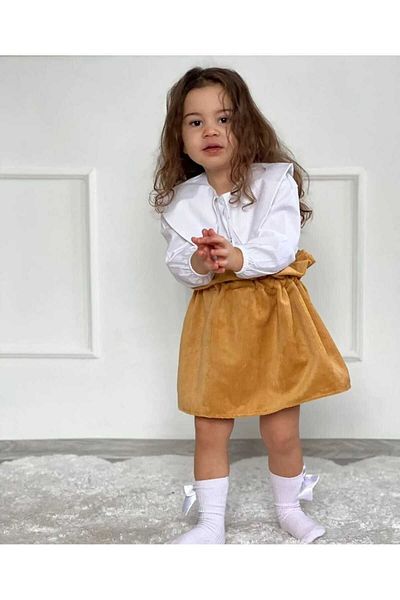 Süslüm Kids Velvet Skirt Shirt Set