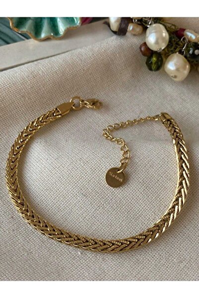 MY DREAM Gold 19 5 cm - Quality Steel Flat Crush Bracelet (for Thick Wrists)