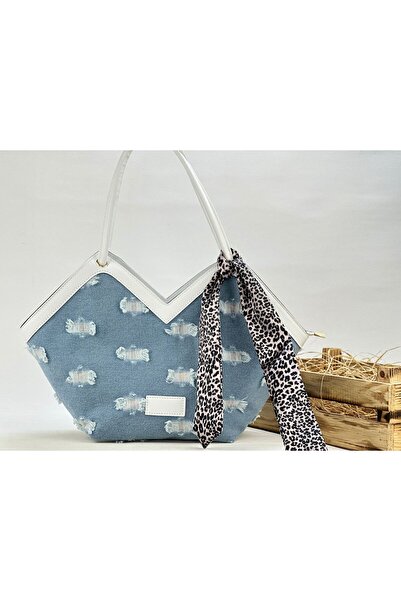 KOÇAK ÇANTA Жіноча сумка через плече з солом'яною застібкою-блискавкою та шарфом